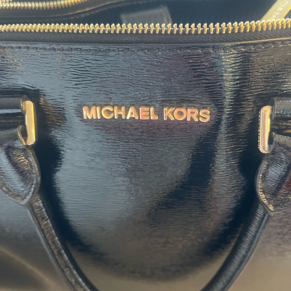 Michael Kors Glossy Black Satchel